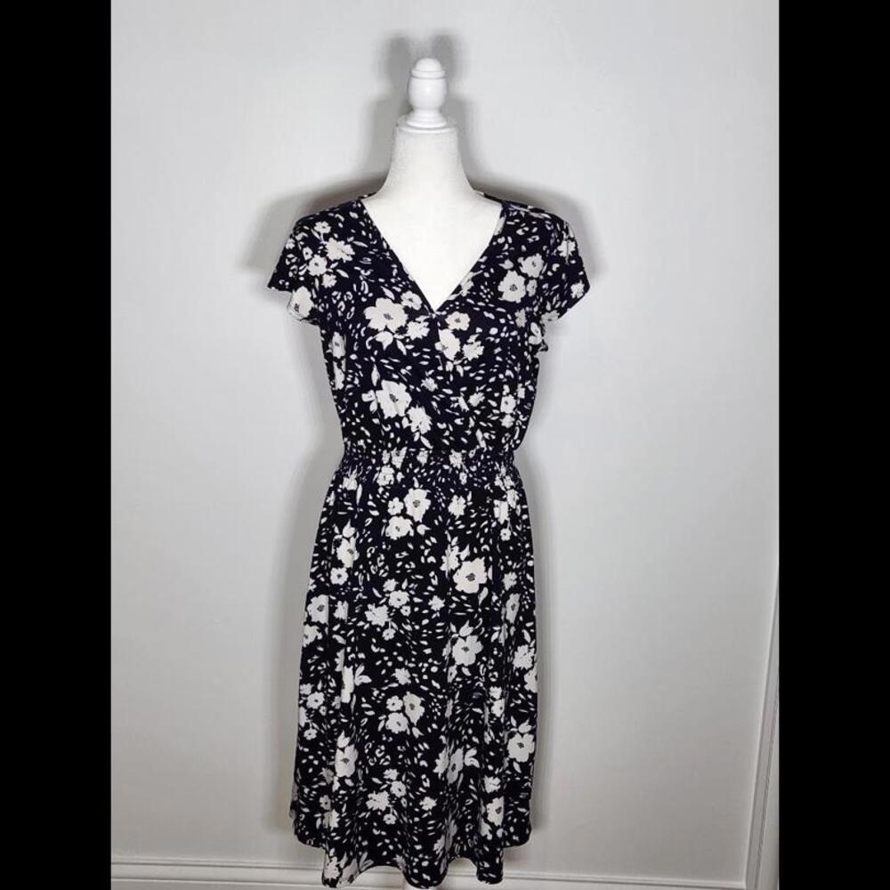 French Grey Flower Patterned Dress